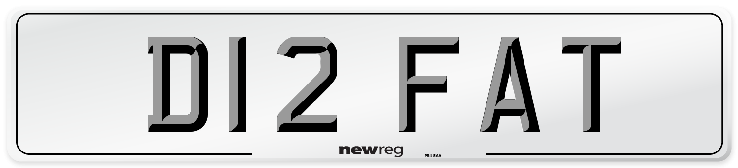 D12 FAT Number Plate from New Reg